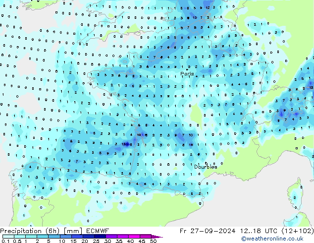 Z500/Rain (+SLP)/Z850 ECMWF Pá 27.09.2024 18 UTC