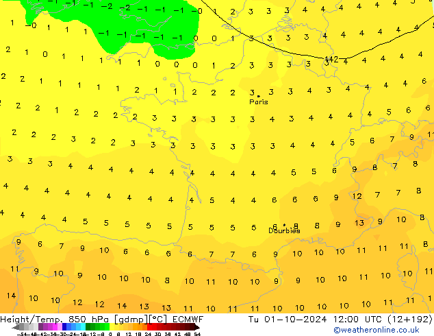 Z500/Rain (+SLP)/Z850 ECMWF mar 01.10.2024 12 UTC