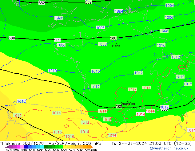 Thck 500-1000hPa ECMWF Út 24.09.2024 21 UTC