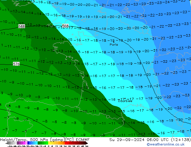 Z500/Rain (+SLP)/Z850 ECMWF Dom 29.09.2024 06 UTC