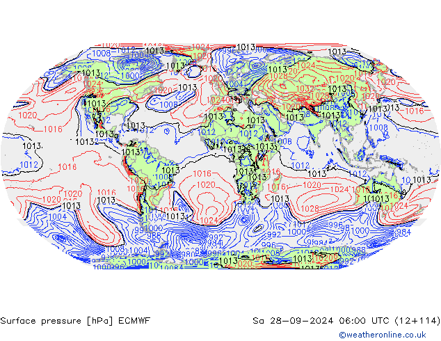 Surface pressure ECMWF Sa 28.09.2024 06 UTC