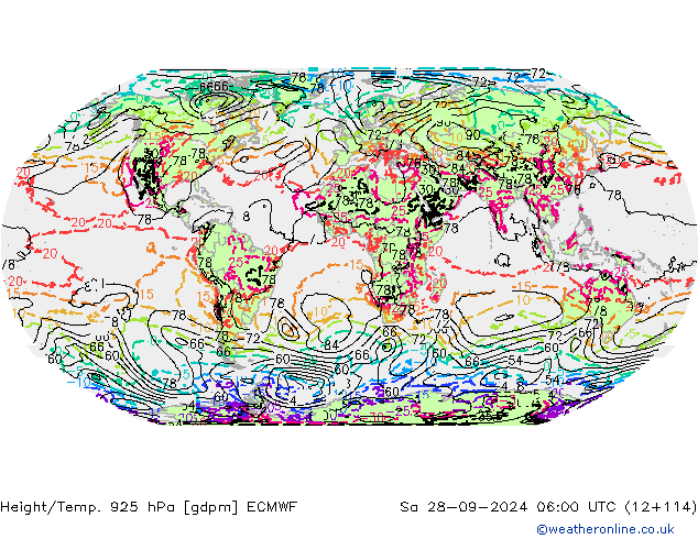 Height/Temp. 925 hPa ECMWF Sa 28.09.2024 06 UTC