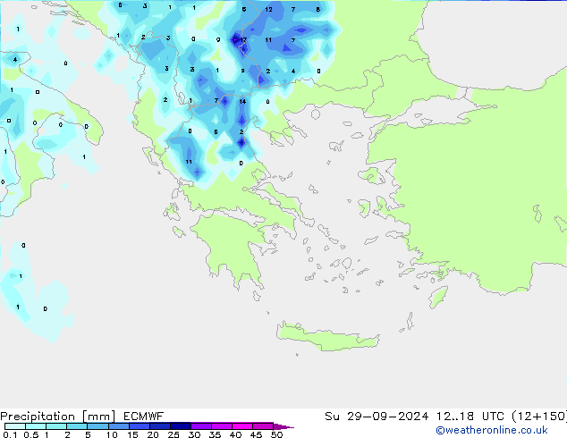 Srážky ECMWF Ne 29.09.2024 18 UTC