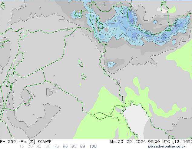 RH 850 hPa ECMWF Mo 30.09.2024 06 UTC