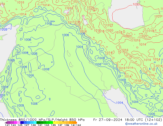 Thck 850-1000 hPa ECMWF Pá 27.09.2024 18 UTC