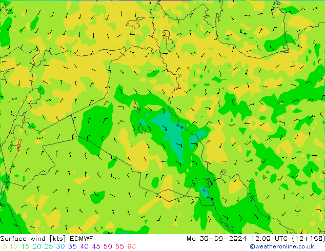 Rüzgar 10 m ECMWF Pzt 30.09.2024 12 UTC