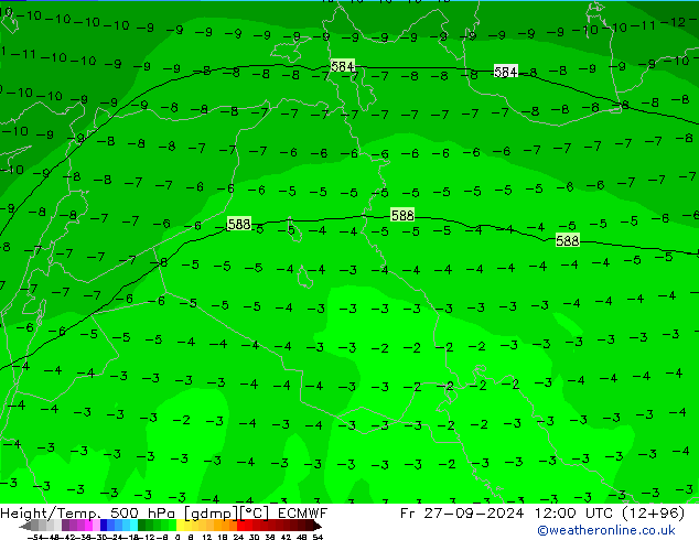 Z500/Rain (+SLP)/Z850 ECMWF пт 27.09.2024 12 UTC