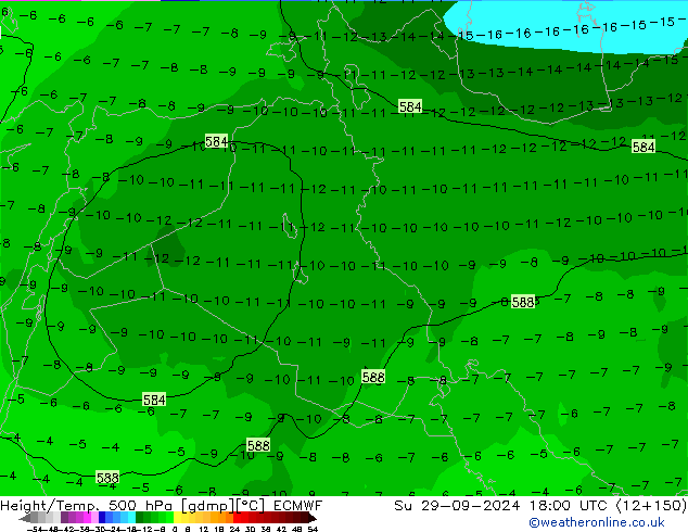 Height/Temp. 500 hPa ECMWF Su 29.09.2024 18 UTC