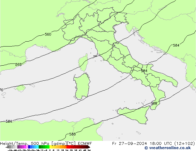 Height/Temp. 500 hPa ECMWF ven 27.09.2024 18 UTC