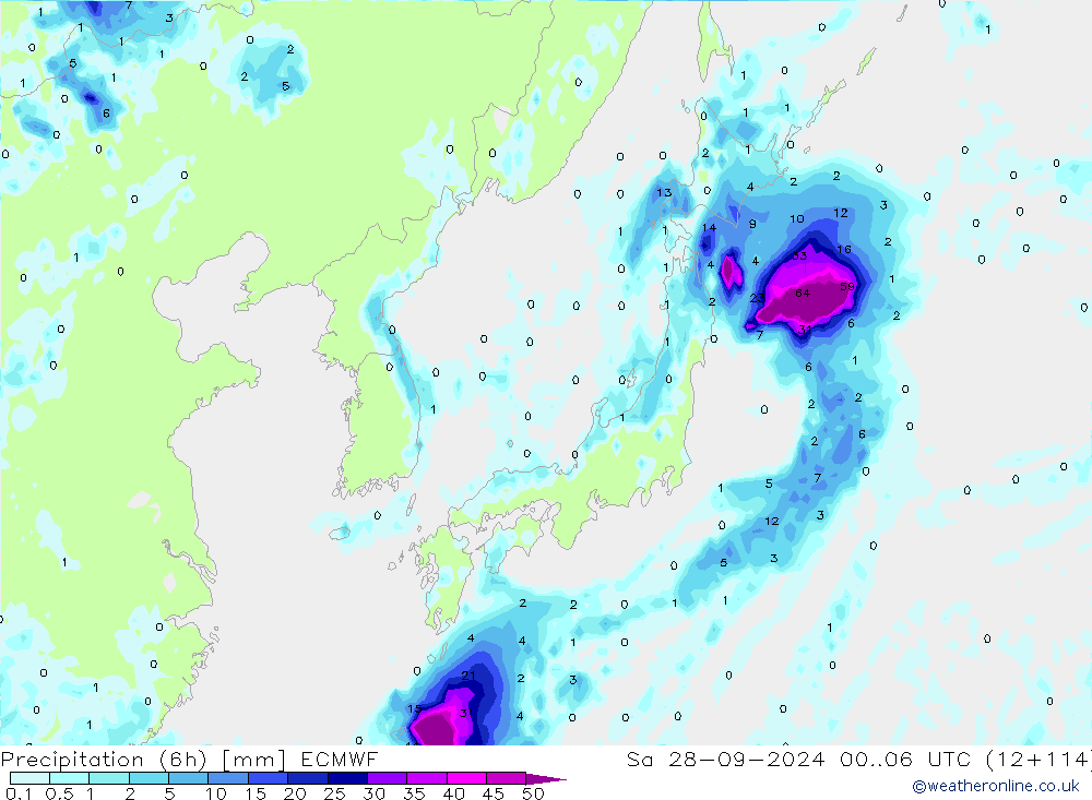 Yağış (6h) ECMWF Cts 28.09.2024 06 UTC