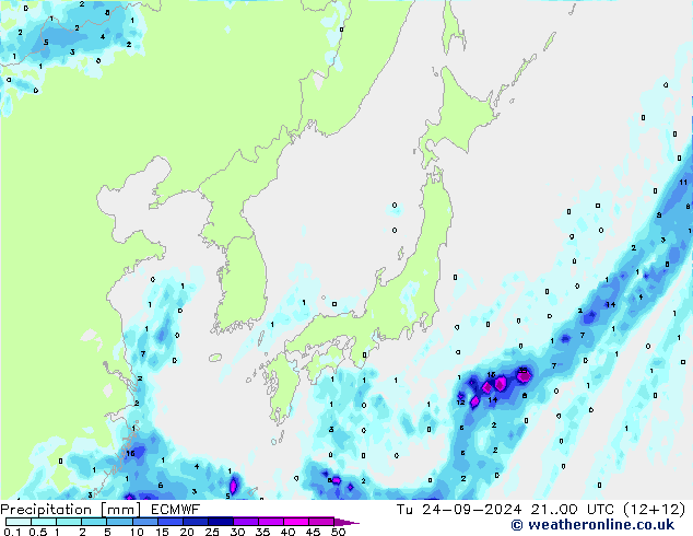 Precipitation ECMWF Tu 24.09.2024 00 UTC