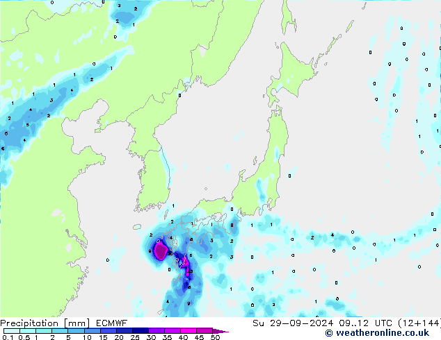 opad ECMWF nie. 29.09.2024 12 UTC