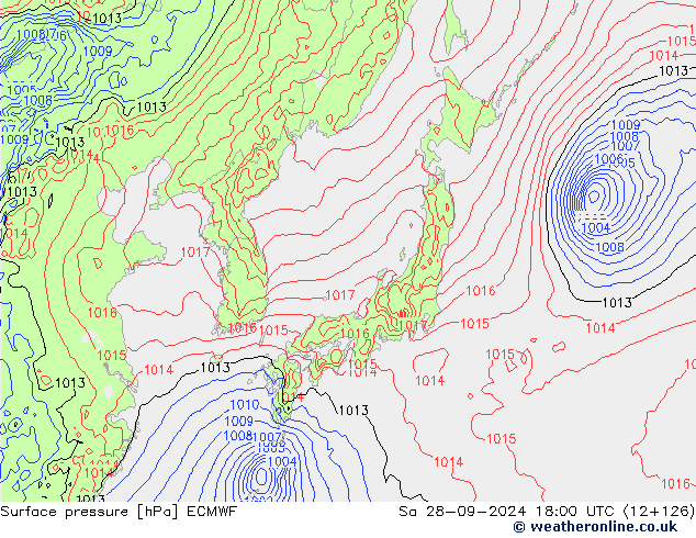 ciśnienie ECMWF so. 28.09.2024 18 UTC