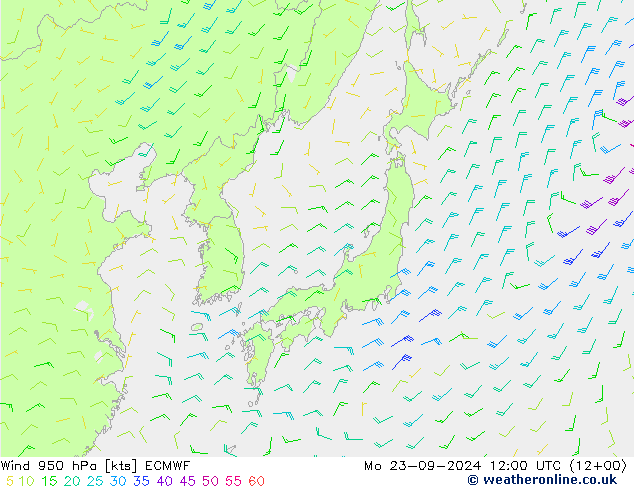 Wind 950 hPa ECMWF Mo 23.09.2024 12 UTC