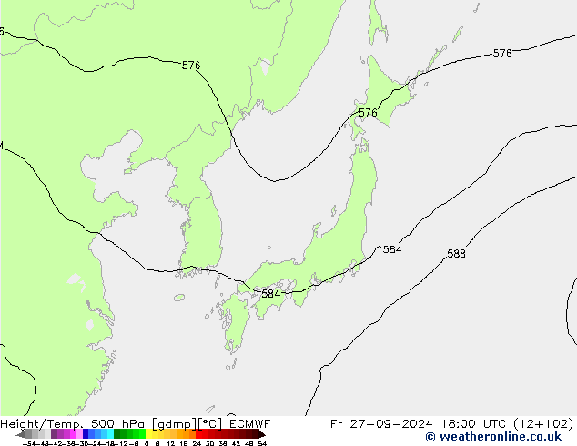 Z500/Rain (+SLP)/Z850 ECMWF пт 27.09.2024 18 UTC