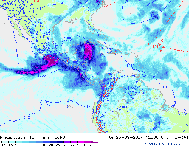 осадки (12h) ECMWF ср 25.09.2024 00 UTC