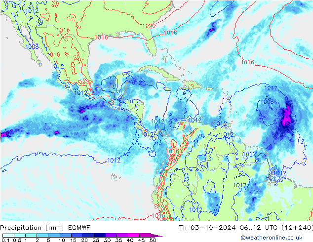 осадки ECMWF чт 03.10.2024 12 UTC