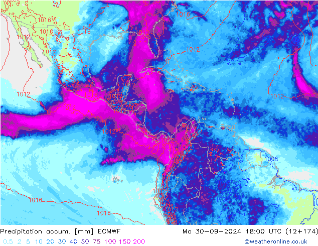 Precipitation accum. ECMWF lun 30.09.2024 18 UTC