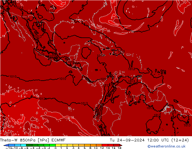 Theta-W 850hPa ECMWF di 24.09.2024 12 UTC