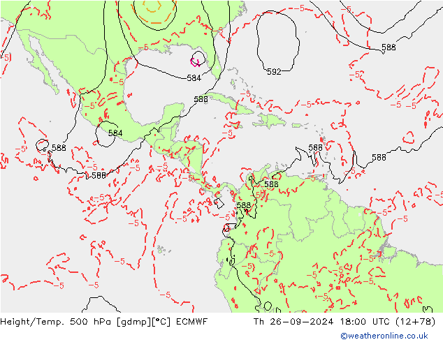 Z500/Rain (+SLP)/Z850 ECMWF jeu 26.09.2024 18 UTC