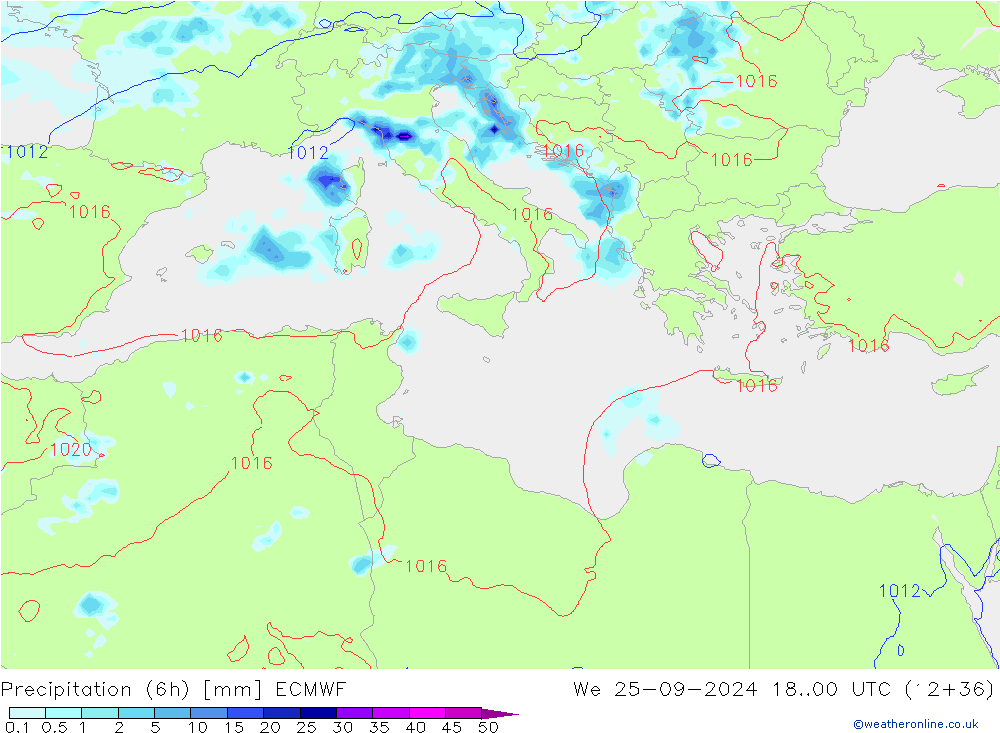 Z500/Rain (+SLP)/Z850 ECMWF śro. 25.09.2024 00 UTC