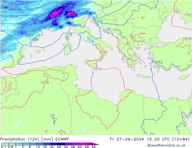 Precipitação (12h) ECMWF Sex 27.09.2024 00 UTC