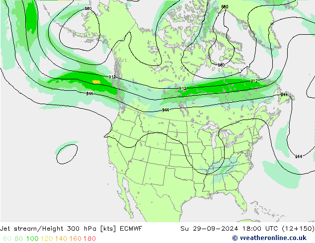 Straalstroom ECMWF zo 29.09.2024 18 UTC