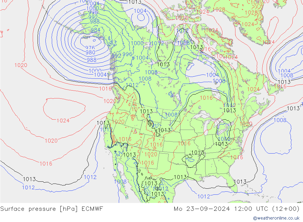 Surface pressure ECMWF Mo 23.09.2024 12 UTC