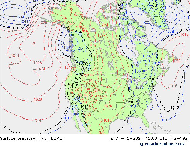 Bodendruck ECMWF Di 01.10.2024 12 UTC