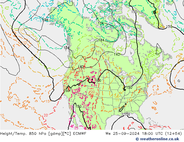 Z500/Rain (+SLP)/Z850 ECMWF mié 25.09.2024 18 UTC