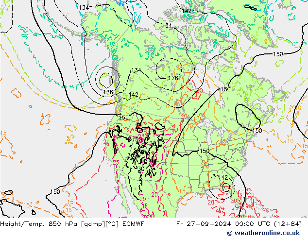 Z500/Rain (+SLP)/Z850 ECMWF vie 27.09.2024 00 UTC