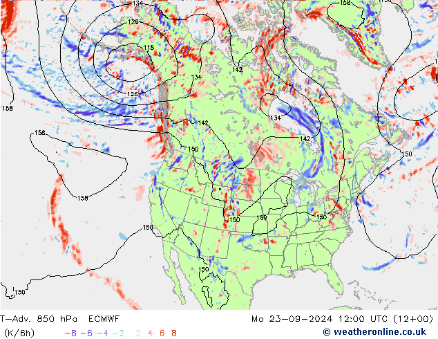 T-Adv. 850 hPa ECMWF Mo 23.09.2024 12 UTC