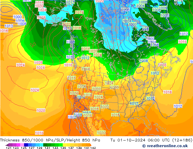 Schichtdicke 850-1000 hPa ECMWF Di 01.10.2024 06 UTC