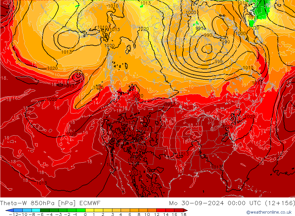 Theta-W 850hPa ECMWF Po 30.09.2024 00 UTC