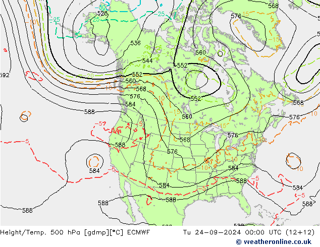 Z500/Rain (+SLP)/Z850 ECMWF Tu 24.09.2024 00 UTC