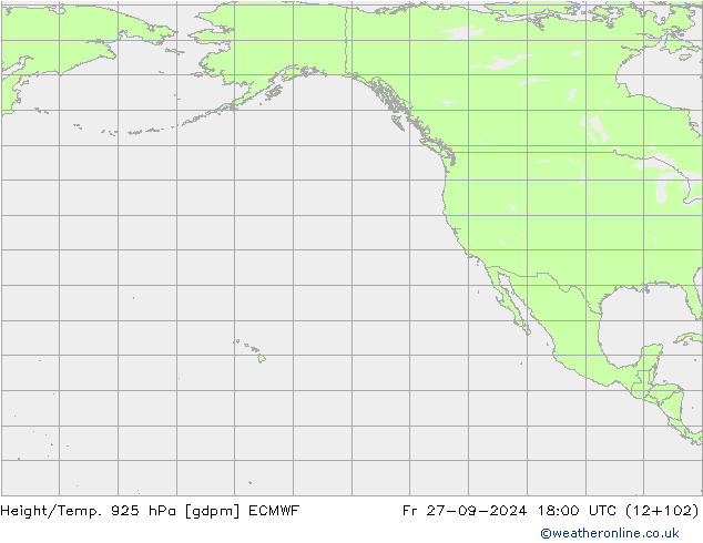 Height/Temp. 925 hPa ECMWF Fr 27.09.2024 18 UTC