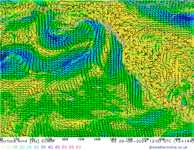 Viento 10 m ECMWF dom 29.09.2024 12 UTC