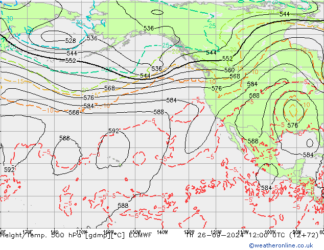 Height/Temp. 500 hPa ECMWF gio 26.09.2024 12 UTC