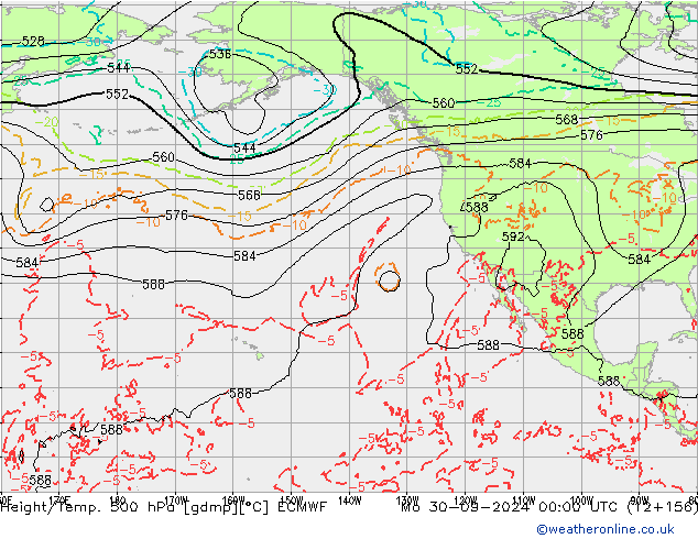 Z500/Yağmur (+YB)/Z850 ECMWF Pzt 30.09.2024 00 UTC