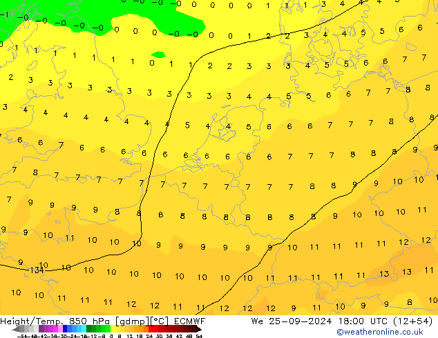 Z500/Yağmur (+YB)/Z850 ECMWF Çar 25.09.2024 18 UTC