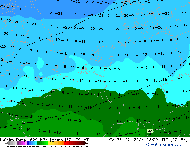 Z500/Yağmur (+YB)/Z850 ECMWF Çar 25.09.2024 18 UTC