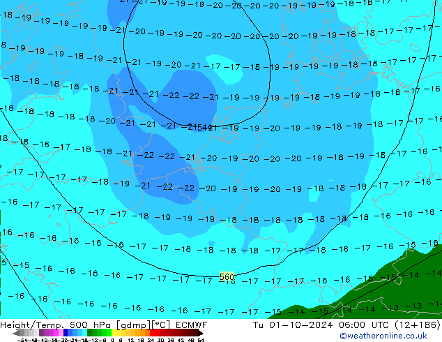 Z500/Rain (+SLP)/Z850 ECMWF Út 01.10.2024 06 UTC