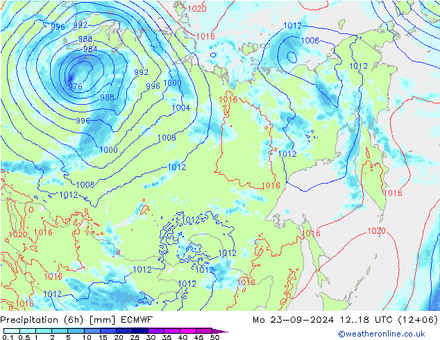 Z500/Rain (+SLP)/Z850 ECMWF Mo 23.09.2024 18 UTC