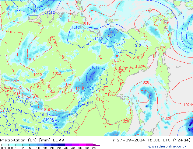 Z500/Rain (+SLP)/Z850 ECMWF ven 27.09.2024 00 UTC