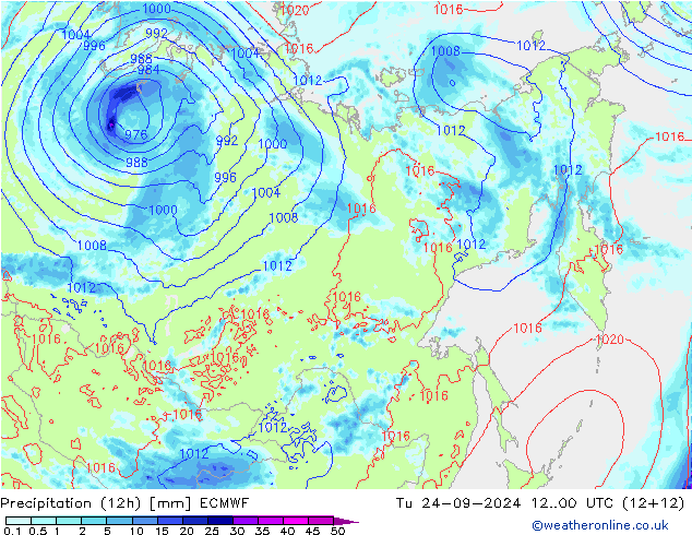 opad (12h) ECMWF wto. 24.09.2024 00 UTC