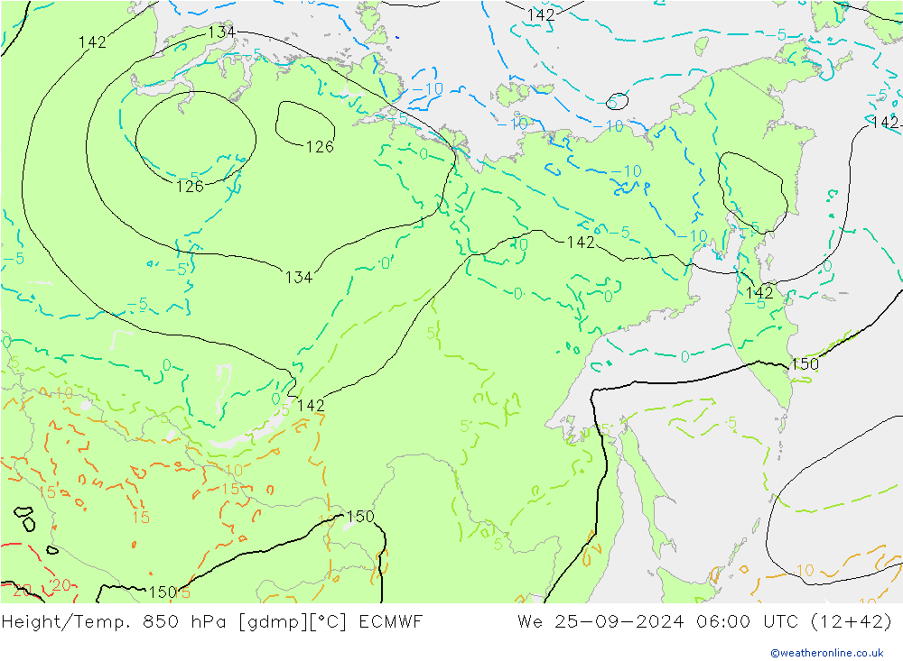 Z500/Rain (+SLP)/Z850 ECMWF Qua 25.09.2024 06 UTC