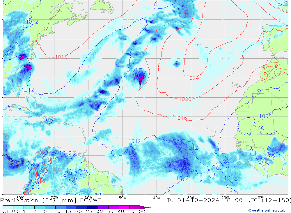 Z500/Rain (+SLP)/Z850 ECMWF Tu 01.10.2024 00 UTC