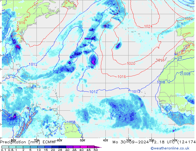 Precipitation ECMWF Mo 30.09.2024 18 UTC