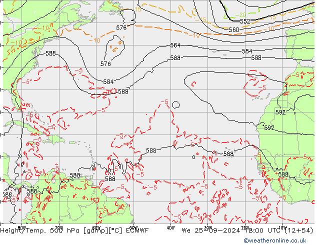 Z500/Rain (+SLP)/Z850 ECMWF We 25.09.2024 18 UTC