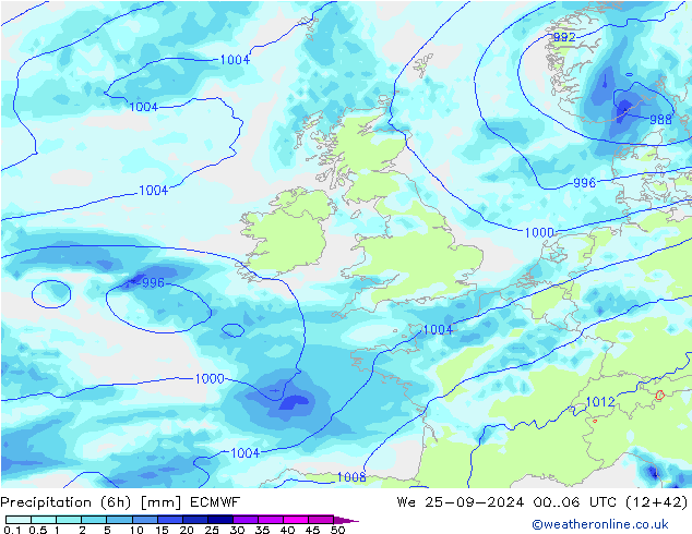 Z500/Rain (+SLP)/Z850 ECMWF  25.09.2024 06 UTC